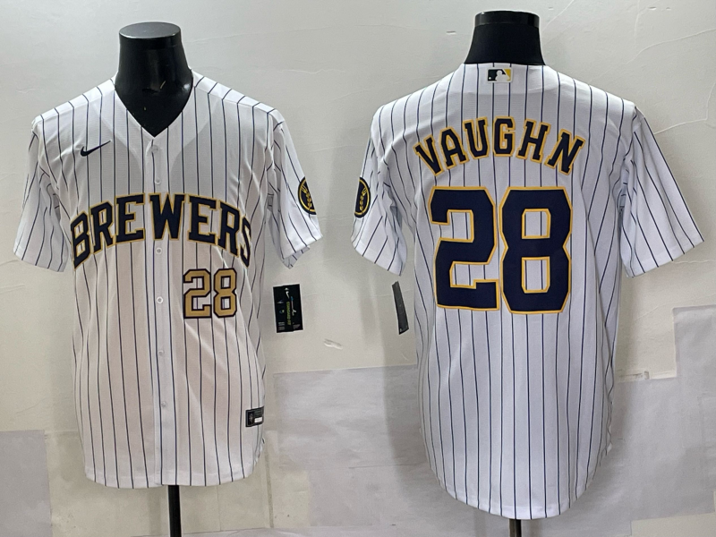 Men Milwaukee Brewers #28 Vaughn white 2025 Nike NFL JERSEY 0014->milwaukee brewers->MLB Jersey